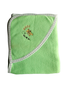Baby woollen blanket For Infants with hood Green